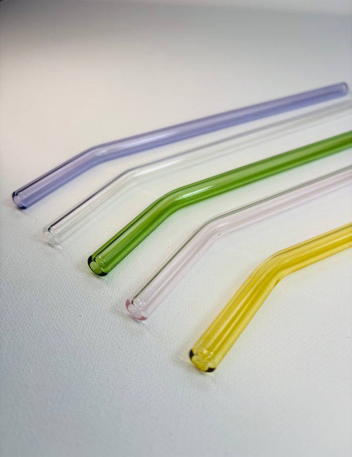 Colored Glass Straw - Curved